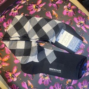 Black and Gray Argyle Men's Socks